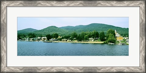 Framed Lake George shore line, New York State, USA Print
