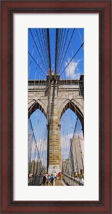 Framed People at a suspension bridge, Brooklyn Bridge, New York City, New York State, USA Print