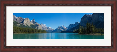 Framed Maligne Lake with Canadian Rockies in the background, Jasper National Park, Alberta, Canada Print