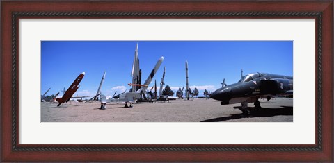 Framed Missile and military plane at a museum, White Sands Missile Range Museum, Alamogordo, New Mexico, USA Print