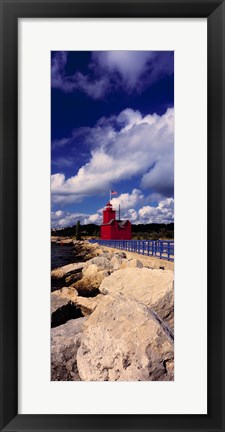 Framed Lighthouse at the coast, Big Red Lighthouse, Holland, Michigan, USA Print