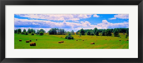 Framed Hay bales in a landscape, Michigan, USA Print