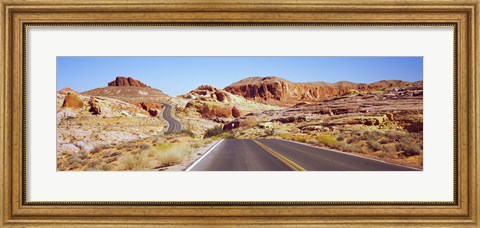Framed Road passing through the Valley of Fire State Park, Nevada, USA Print