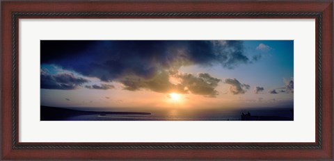 Framed Sea at sunset, Santorini, Cyclades Islands, Greece Print