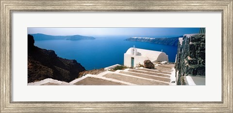 Framed Steps leading to church, Santorini, Cyclades Islands, Greece Print
