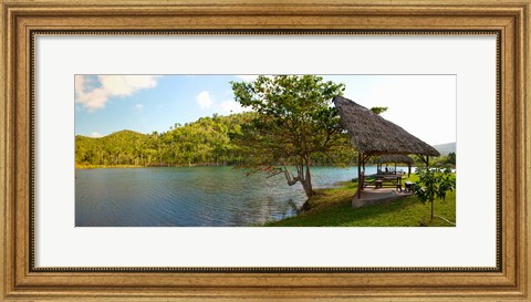 Framed Picnic area at pond, Las Terrazas, Pinar Del Rio Province, Cuba Print