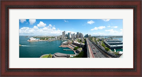 Framed Opera house with city skyline, Sydney Opera House, Sydney, New South Wales, Australia 2012 Print