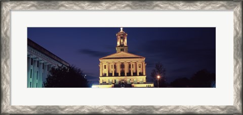 Framed Government building at dusk, Tennessee State Capitol, Nashville, Davidson County, Tennessee, USA Print