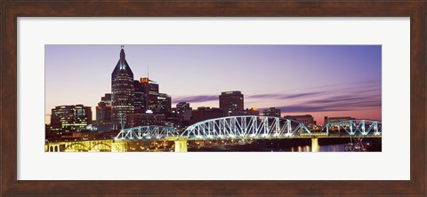 Framed Skylines and Shelby Street Bridge at dusk, Nashville, Tennessee, USA 2013 Print