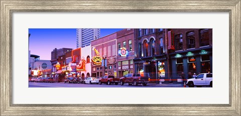 Framed Street scene at dusk, Nashville, Tennessee, USA Print