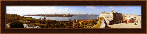 Framed Morro Castle with city at the waterfront, Havana, Cuba Print