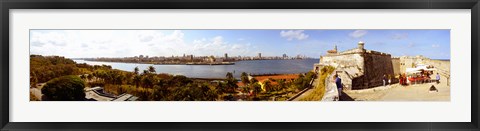 Framed Morro Castle with city at the waterfront, Havana, Cuba Print