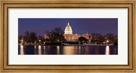 Framed Government building lit up at dusk, Capitol Building, National Mall, Washington DC, USA Print