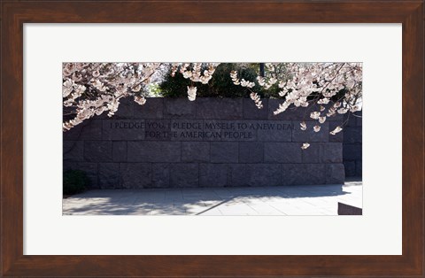 Framed Inscription of FDR&#39;s new deal speech written on stones at a memorial, Franklin Delano Roosevelt Memorial, Washington DC, USA Print