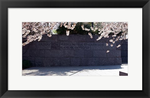 Framed Inscription of FDR&#39;s new deal speech written on stones at a memorial, Franklin Delano Roosevelt Memorial, Washington DC, USA Print