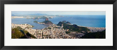 Framed Aerial view of  Guanabara Bay, Rio De Janeiro, Brazil Print