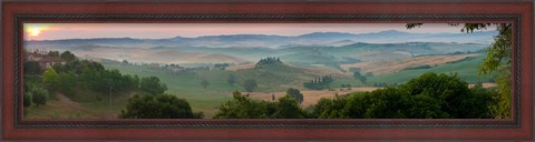 Framed High angle view of the valley at sunset, Val d&#39;Orcia, Tuscany, Italy Print