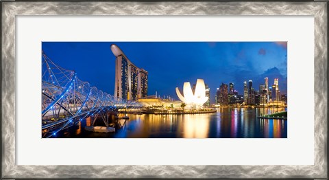 Framed Bridge across the river, Helix Bridge, Marina Bay Sands, Art Science Museum, Singapore City, Singapore Print