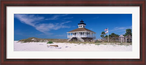Framed Lighthouse on the beach, Port Boca Grande Lighthouse, Gasparilla Island State Park, Gasparilla Island, Florida, USA Print