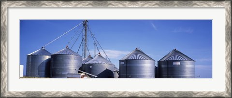 Framed Grain storage bins, Nebraska, USA Print