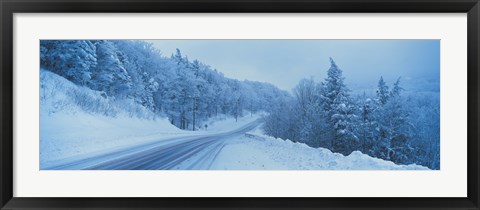 Framed Winter road NH USA Print