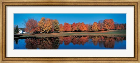 Framed Autumn by the Lake, Laurentide Quebec Canada Print