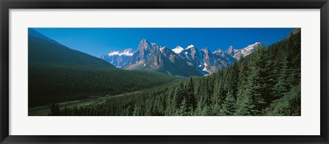 Framed Forest with Mountains in the Background, Banff National Park Canada Print