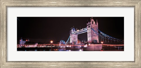Framed Tower Bridge London England at Night Print