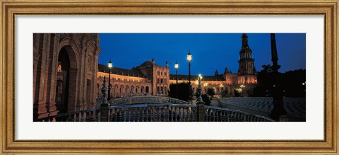 Framed Plaza Espana at Night, Seville Andalucia Spain Print