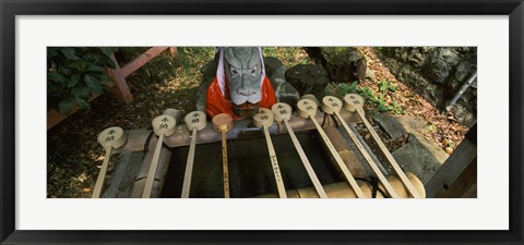 Framed Water ladles in a shrine, Fushimi Inari-Taisha, Fushimi Ward, Kyoto, Kyoto Prefecture, Kinki Region, Honshu, Japan Print