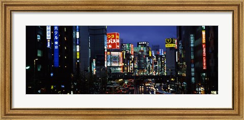Framed Buildings lit up at night, Shinjuku Ward, Tokyo Prefecture, Kanto Region, Japan Print