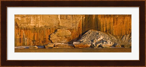 Framed Pictured rocks near a lake, Pictured Rocks National Lakeshore, Lake Superior, Upper Peninsula, Alger County, Michigan, USA Print