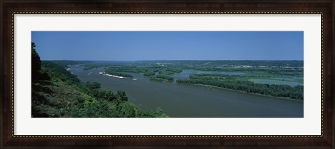 Framed River flowing through a landscape, Mississippi River, Marquette, Prairie Du Chien, Wisconsin-Iowa, USA Print