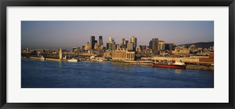Framed Harbor with the city skyline, Montreal, Quebec, Canada Print