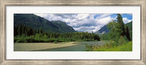 Framed Creek along mountains, McDonald Creek, US Glacier National Park, Montana, USA Print