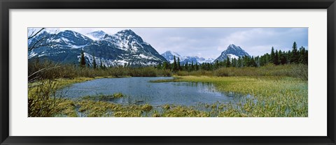 Framed Lake with mountains in the background, US Glacier National Park, Montana, USA Print