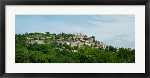 Framed Town on a hill, Lacoste, Vaucluse, Provence-Alpes-Cote d&#39;Azur, France Print