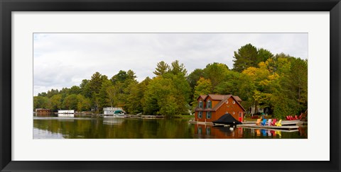 Framed Cottages at the lakeside, Lake Muskoka, Ontario, Canada Print