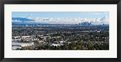 Framed City with mountain range in the background, Mid-Wilshire, Los Angeles, California, USA Print