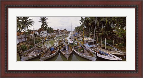 Framed Fishing boats in small village harbor, Madura Island, Indonesia Print