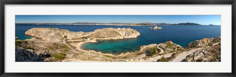 Framed Town of Marseille in the background, Mediterranean Sea, Provence-Alpes-Cote D&#39;Azur, France Print