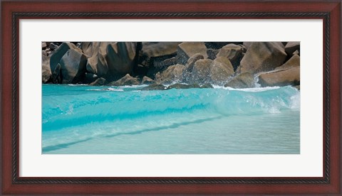 Framed Wave at Petite Anse, La Digue, Seychelles Print