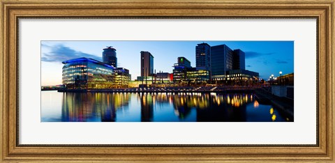 Framed Media City at dusk, Salford Quays, Greater Manchester, England 2012 Print