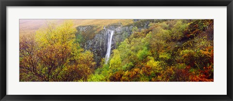 Framed Waterfall in autumn, Eas Mor, Allt Coire Na Banachdich, Glen Brittle, Isle Of Skye, Inner Hebrides, Scotland Print