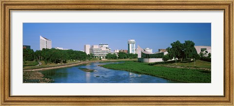 Framed Downtown Wichita viewed from the bank of Arkansas River, Kansas Print