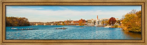 Framed Crew teams in their sculls on the Potomac River at Old Georgetown Waterfront, Washington DC, USA Print