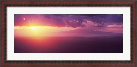 Framed Sunset over the pacific ocean, Hawaii Print