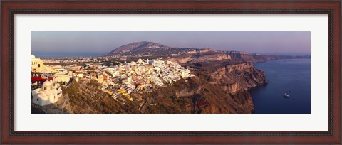 Framed High angle view of a town at coast, Fira, Santorini, Cyclades Islands, Greece Print
