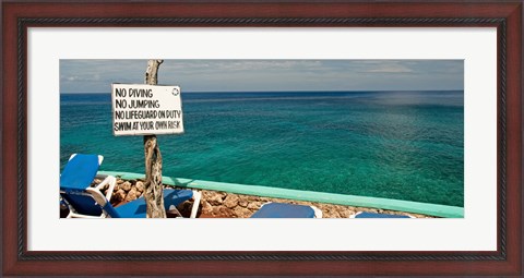 Framed Sign at Xtabi Hotel above cliffs, Negril, Westmoreland, Jamaica Print