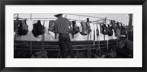 Framed Cowboy with tacks at rodeo, Pecos, Texas Print